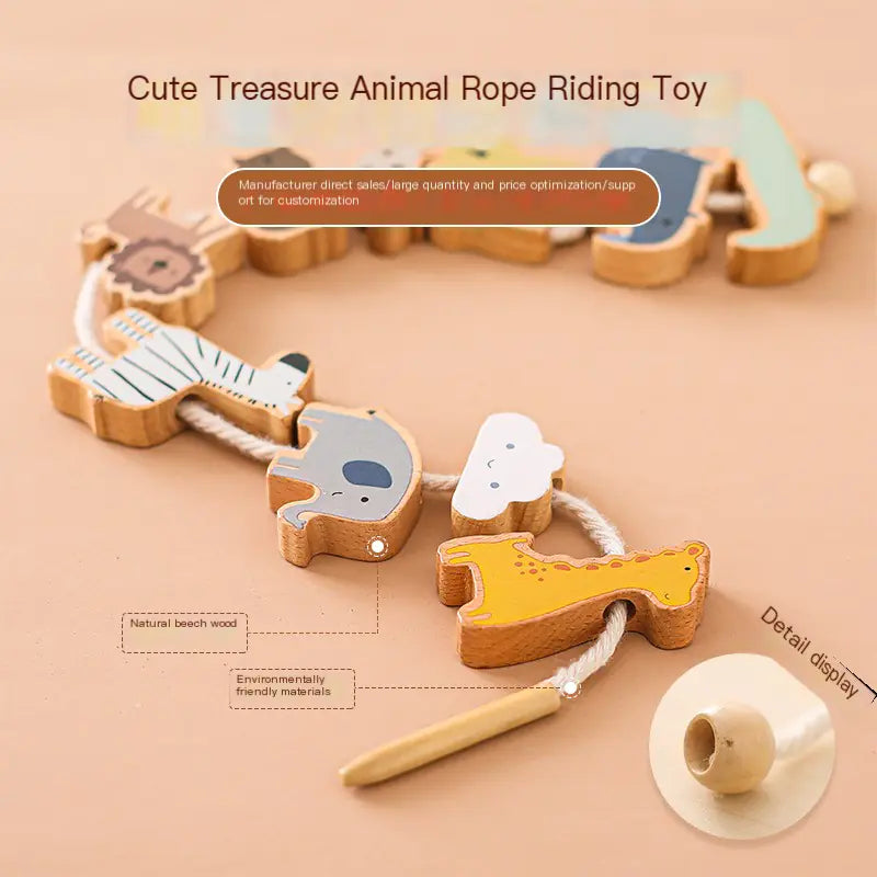 Montessori Wooden Bead Stringing Toy for Ages 1-3