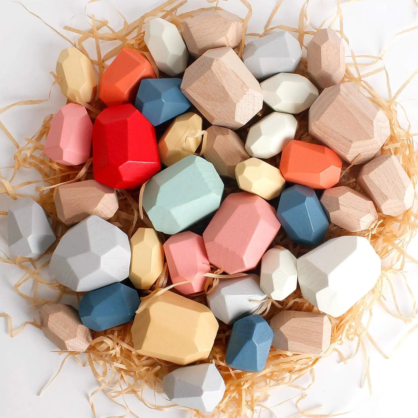 Montessori Wooden Sorting Stacking Stones 36 PCS