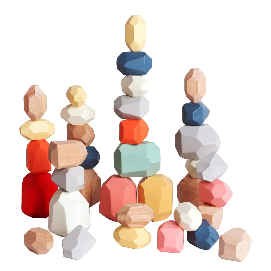 Montessori Wooden Sorting Stacking Stones 36 PCS
