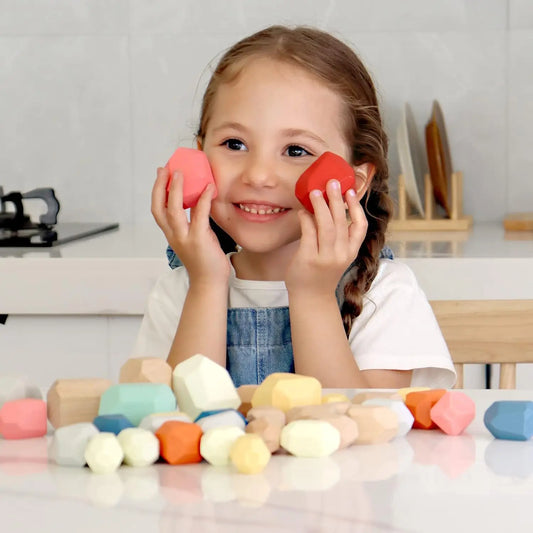 Montessori Wooden Sorting Stacking Stones 36 PCS