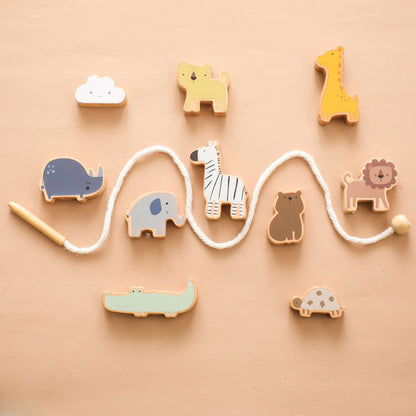 Montessori Wooden Bead Stringing Toy for Ages 1-3