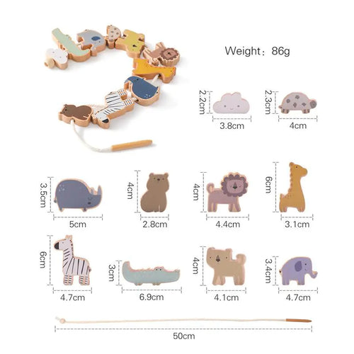 Montessori Wooden Bead Stringing Toy for Ages 1-3