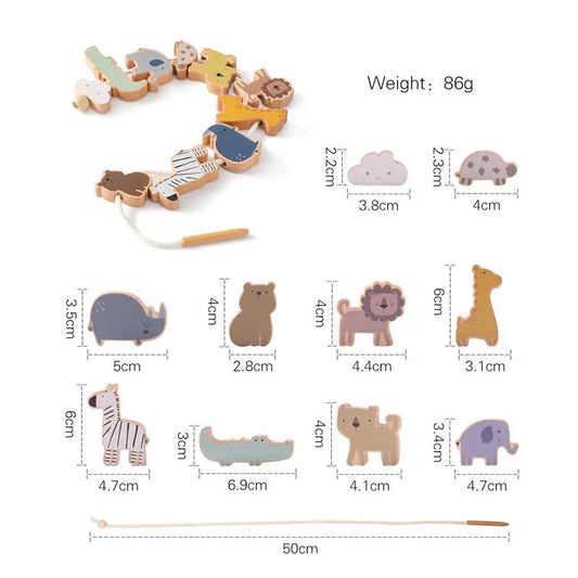 Montessori Wooden Bead Stringing Toy for Ages 1-3